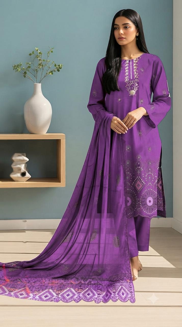 Embroidered & handmade luxury Lawn 3pc