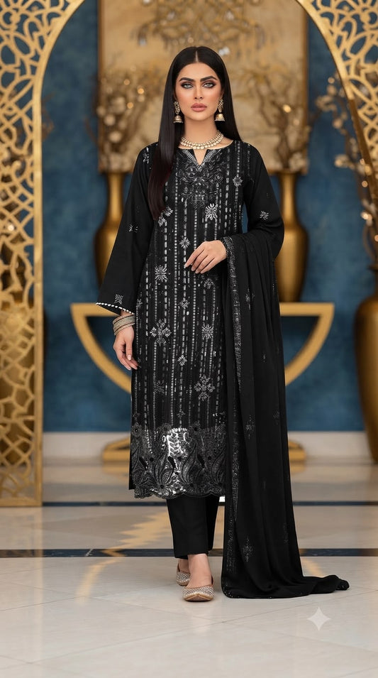 Embroidered & handmade luxury Lawn 3pc