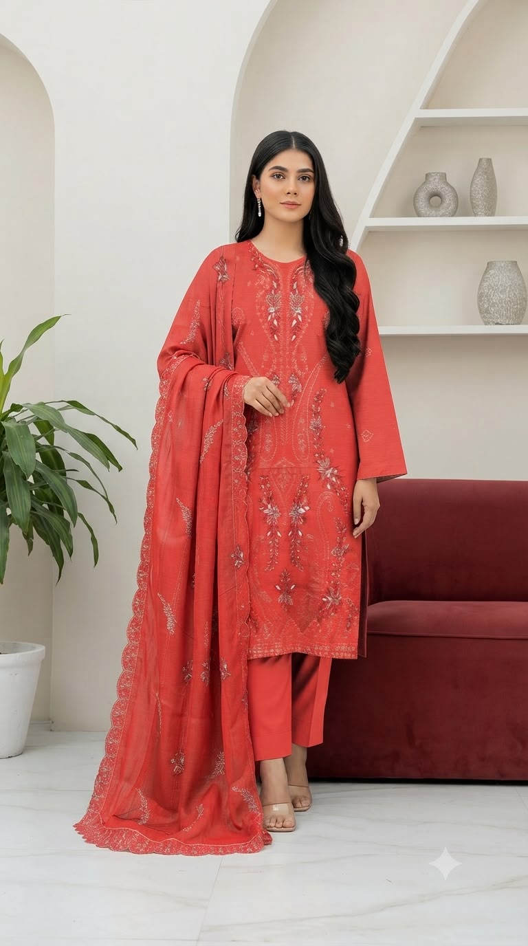 Embroidered & handmade luxury lawn 3pc