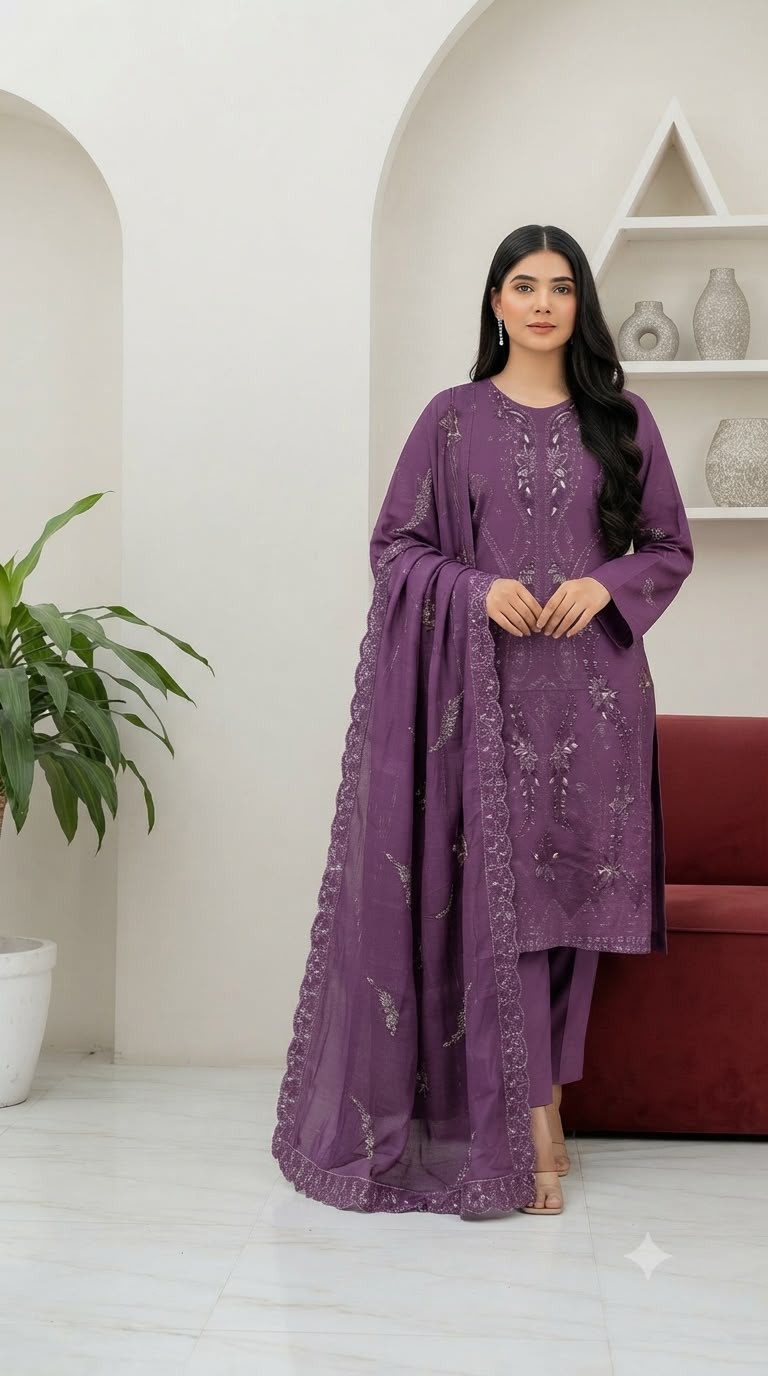 Embroidered & handmade luxury lawn 3pc