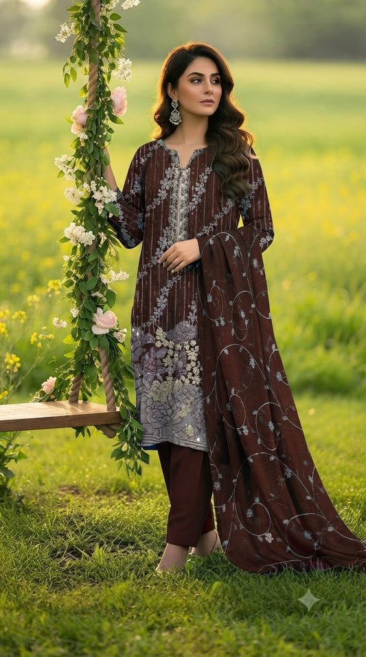 Embroidered & handmade luxury lawn 3pc
