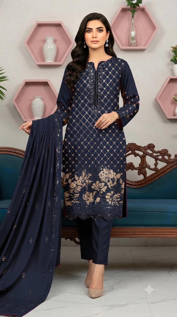 Embroidered & handmade luxury Lawn 3pc