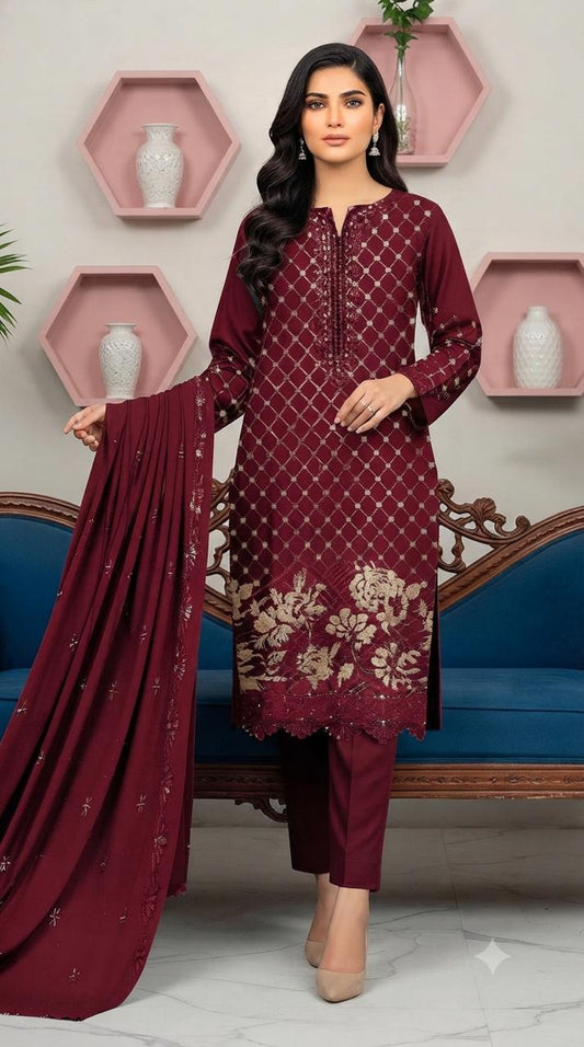 Embroidered & handmade luxury Lawn 3pc