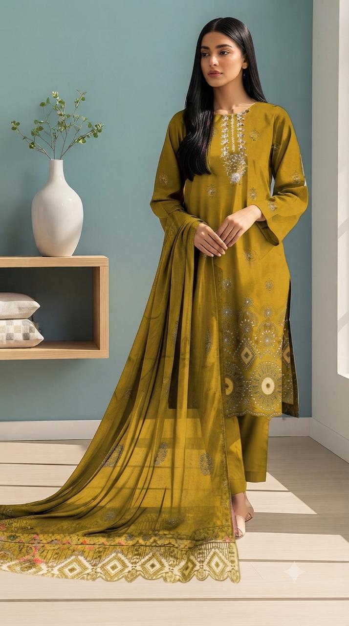 Embroidered & handmade luxury Lawn 3pc