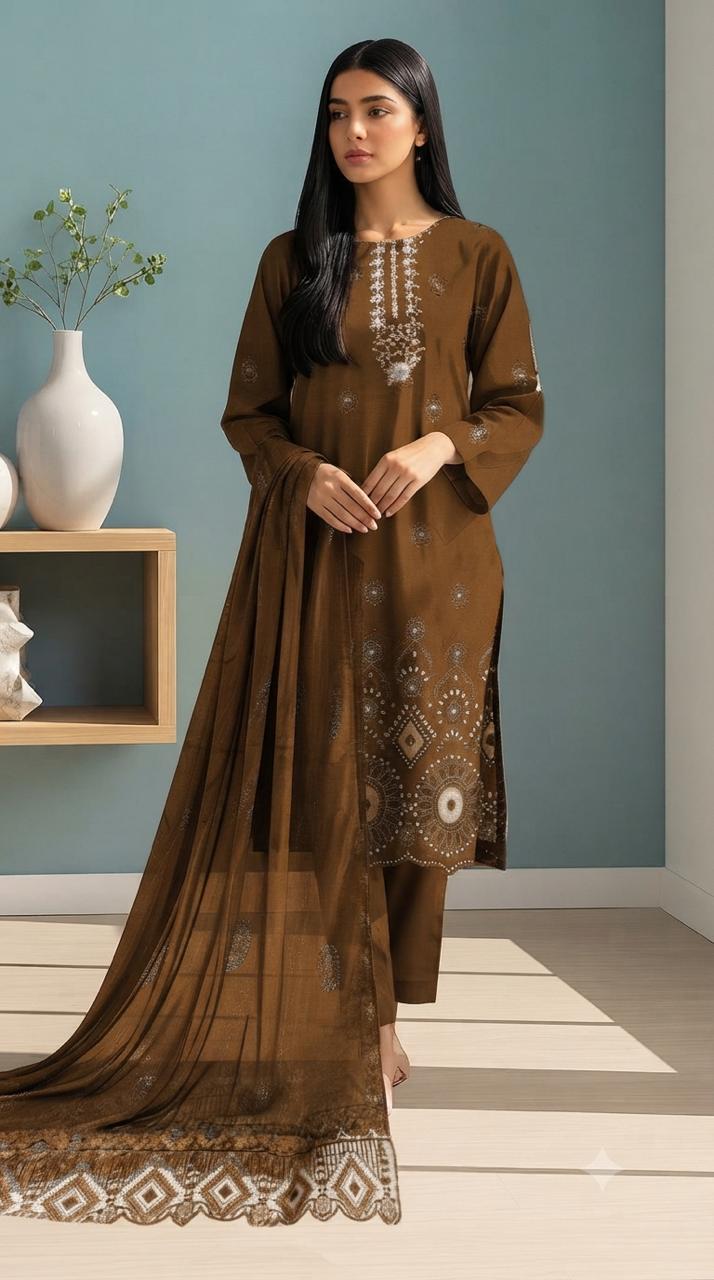 Embroidered & handmade luxury Lawn 3pc