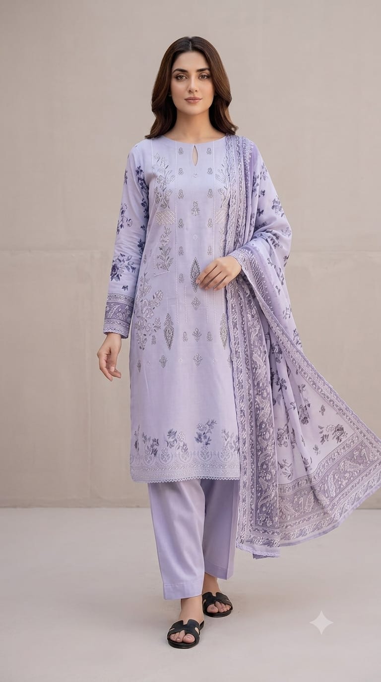 Printed Embroidered Designer 3-PC