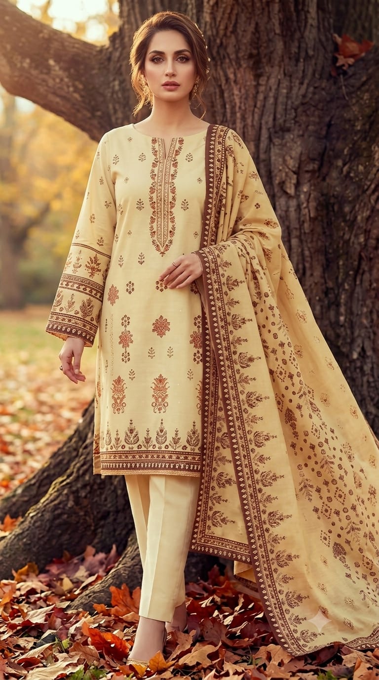 Printed Embroidered Designer 3-PC