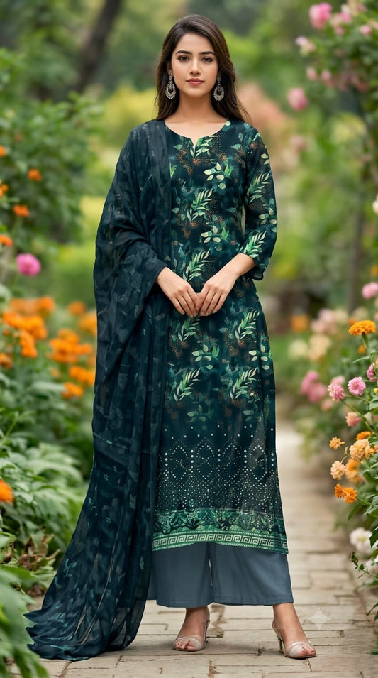 Printed Embroidered Designer 3-PC