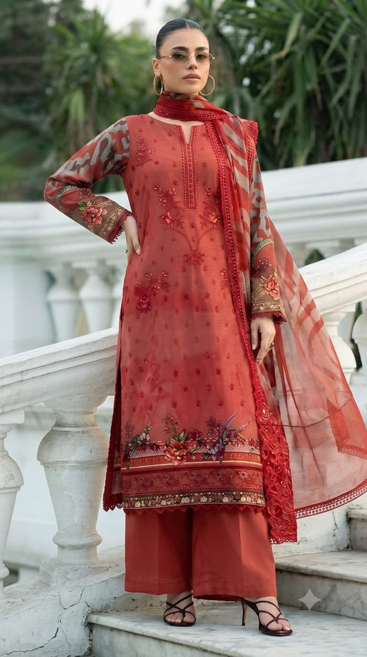 Printed Embroidered Designer 3-PC