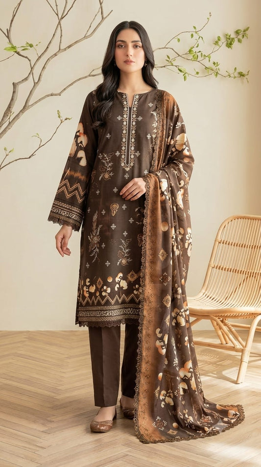 Printed Embroidered Designer 3-PC
