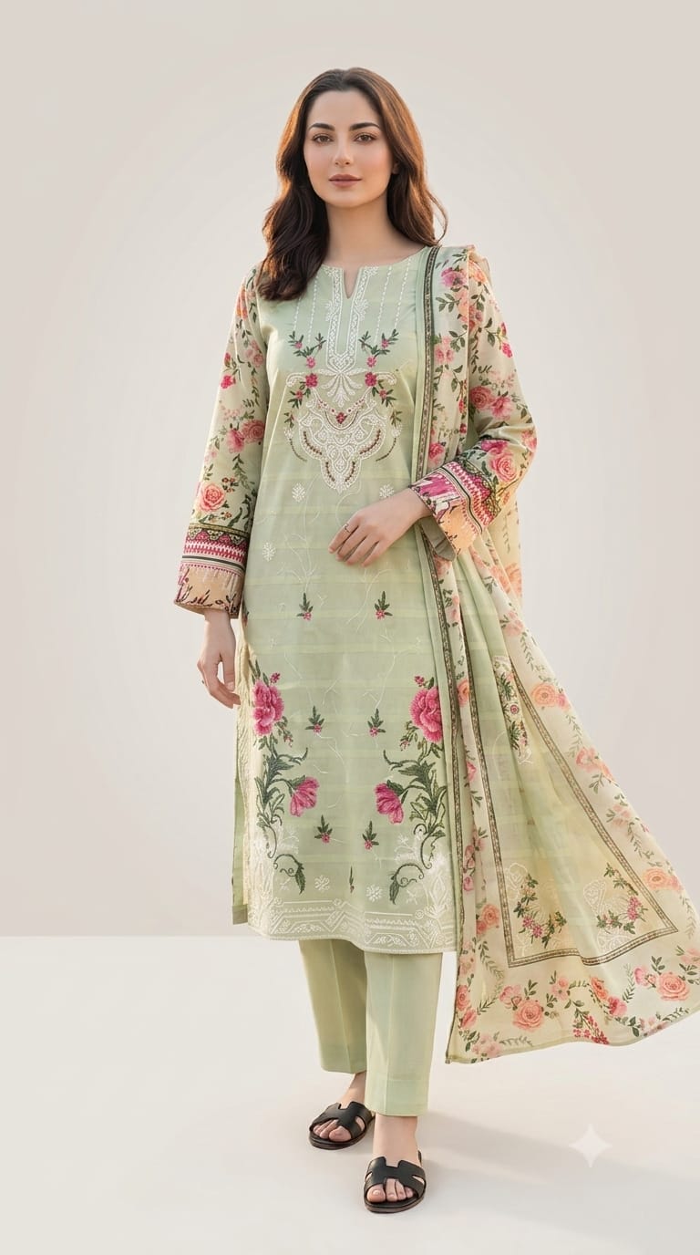 Printed Embroidered Designer 3-PC